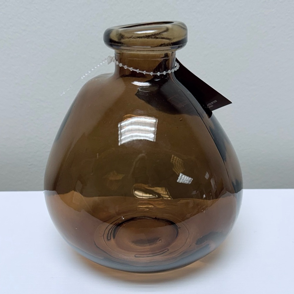 New! Elegant Amber Modern Glass Vase from Hobby Lobby, 6.3” tall, sold out